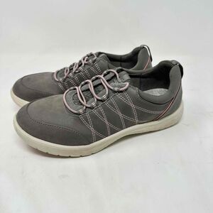Clarks Sneakers Women Size 7 Adella Holly Cloudstepper Grey Bungee Slip On